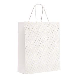 Sacola Premium Acabamento Especial Pontinhos Branco