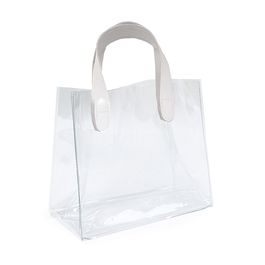 Sacola Pvc Alça Tpu Incolor e Branco
