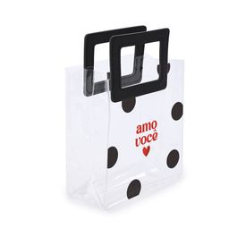 Sacola Pvc Alça Retangular Amo Você Vermelho e Preto