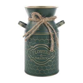 Vaso Leiteira Decorativa Verde Musgo/Natural 19cm