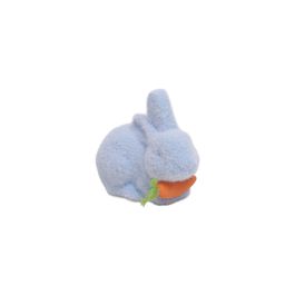 Coelho Com Cenoura Flocado Decorativo Azul Jogo Com 3 Unidades